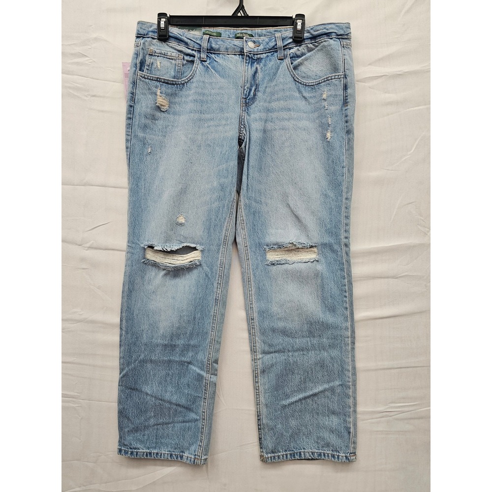 Wild Fable Womens Mid-Rise Straight Distressed Jeans Light Wash 14 32 Inseam NEW